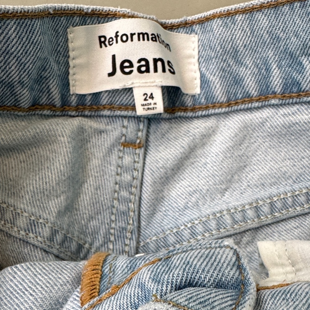 Reformation Tahoe Light Blue High-Waisted Jeans Size 24 - Picture 3 of 5